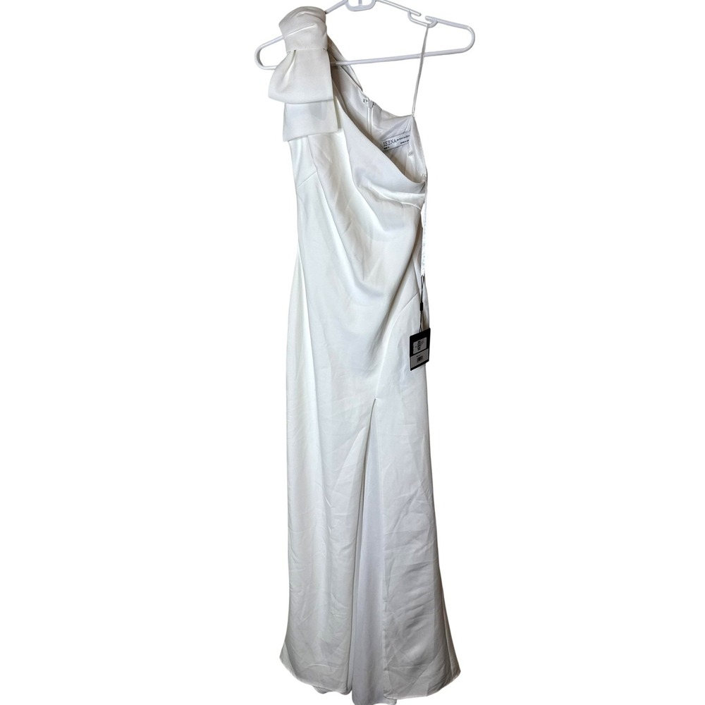 IEENA For Mac Duggal Dress Womens 0 White One Shoulder Bow‎ Maxi Wedding Gown
